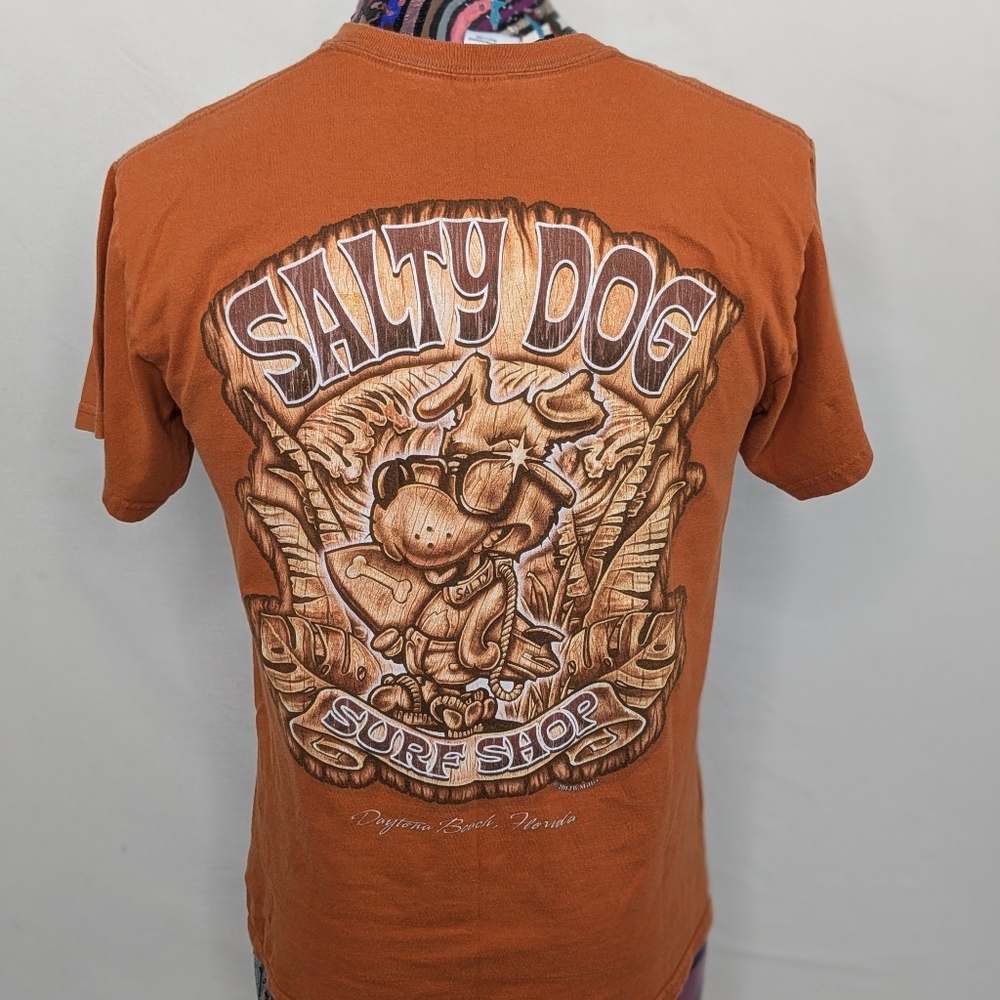 Salty Dog Shirt Surf Shop Adult Medium Orange Daytona Beach Florida Vintage